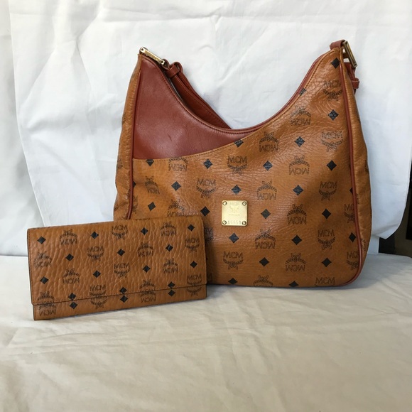 MCM Handbags - MCM Vintage Rare Tan Leather Hobo Bag and Wallet Bundle EUC
